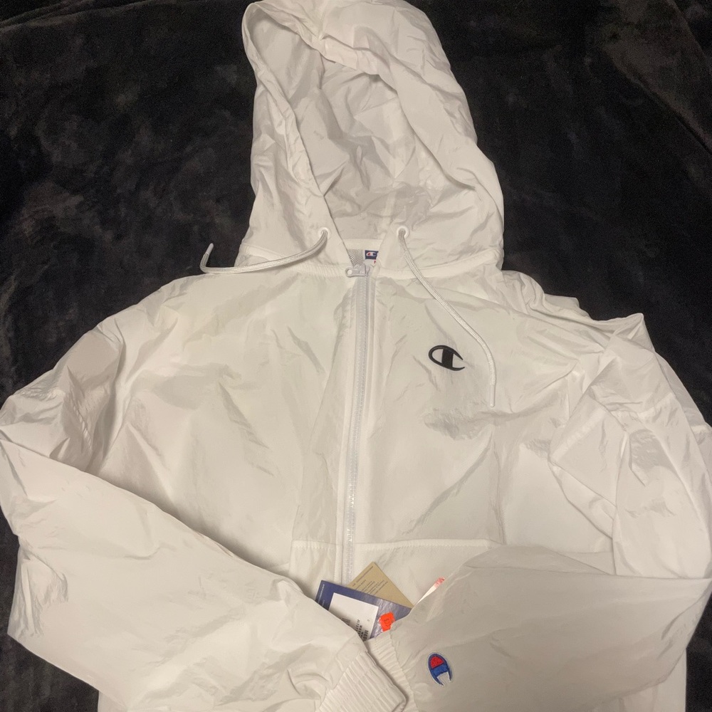 Champion white hooded zipup NWT